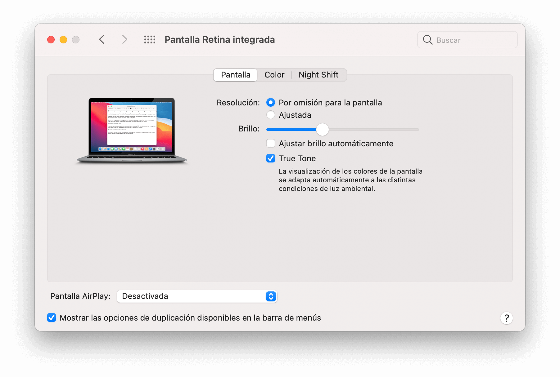 Desactivar el ajuste automático del brillo en Mac Desactivar el ajuste automático del brillo en Mac