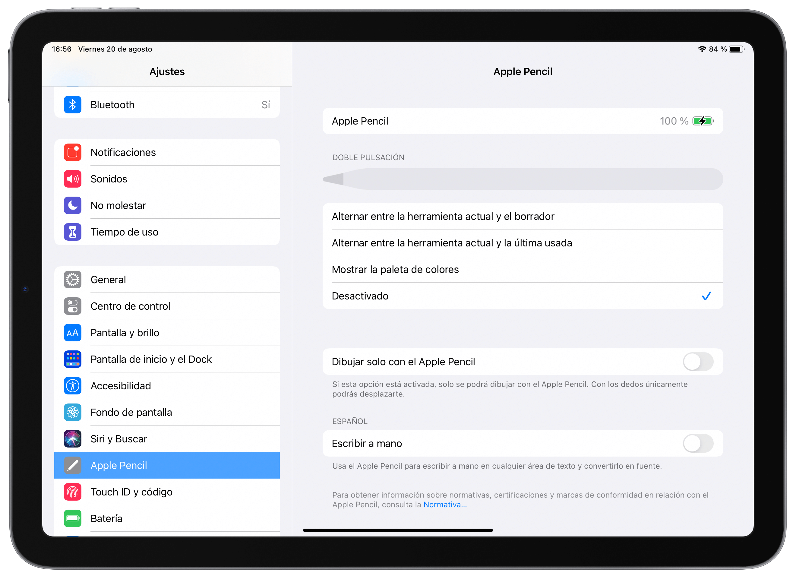 Desactivar doble pulsación en el Apple Pencil para el iPad