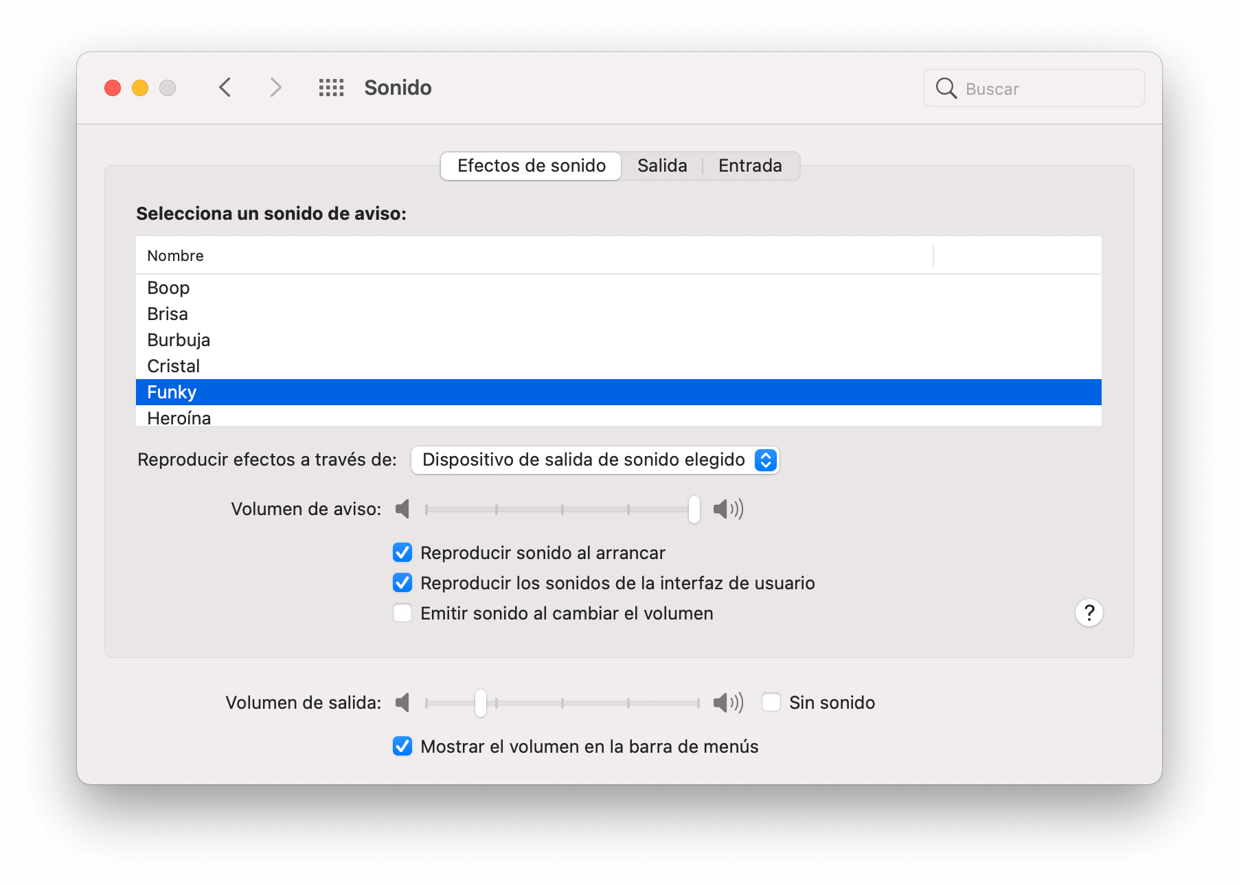 Cambiar el sonido de aviso en macOS Cambiar el sonido de aviso en macOS
