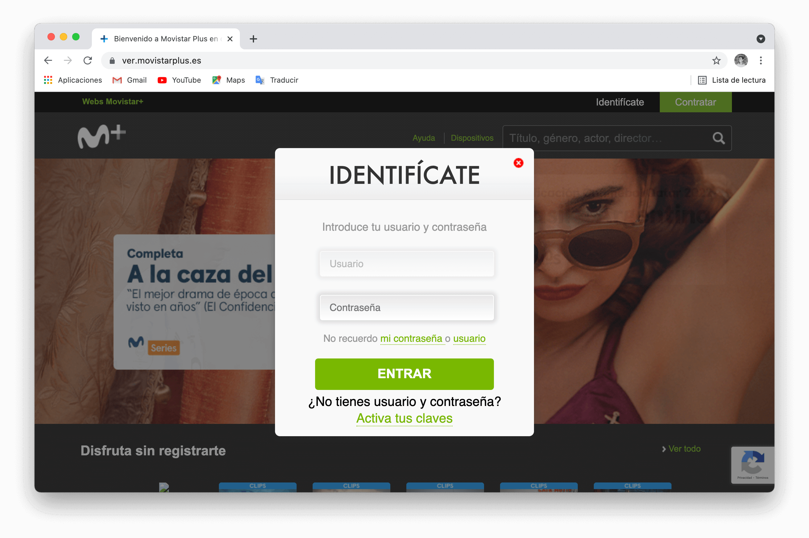 Movistar+ en Mac: iniciar sesión