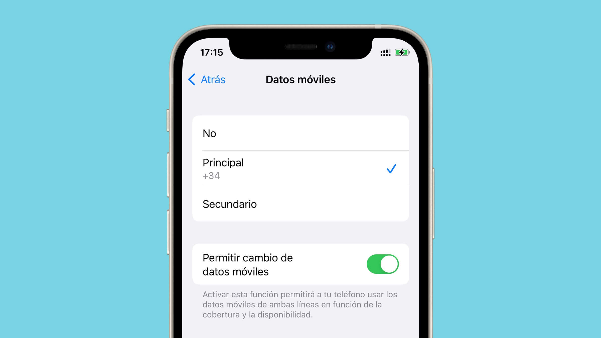 Cambiar SIM de datos móviles en el iPhone