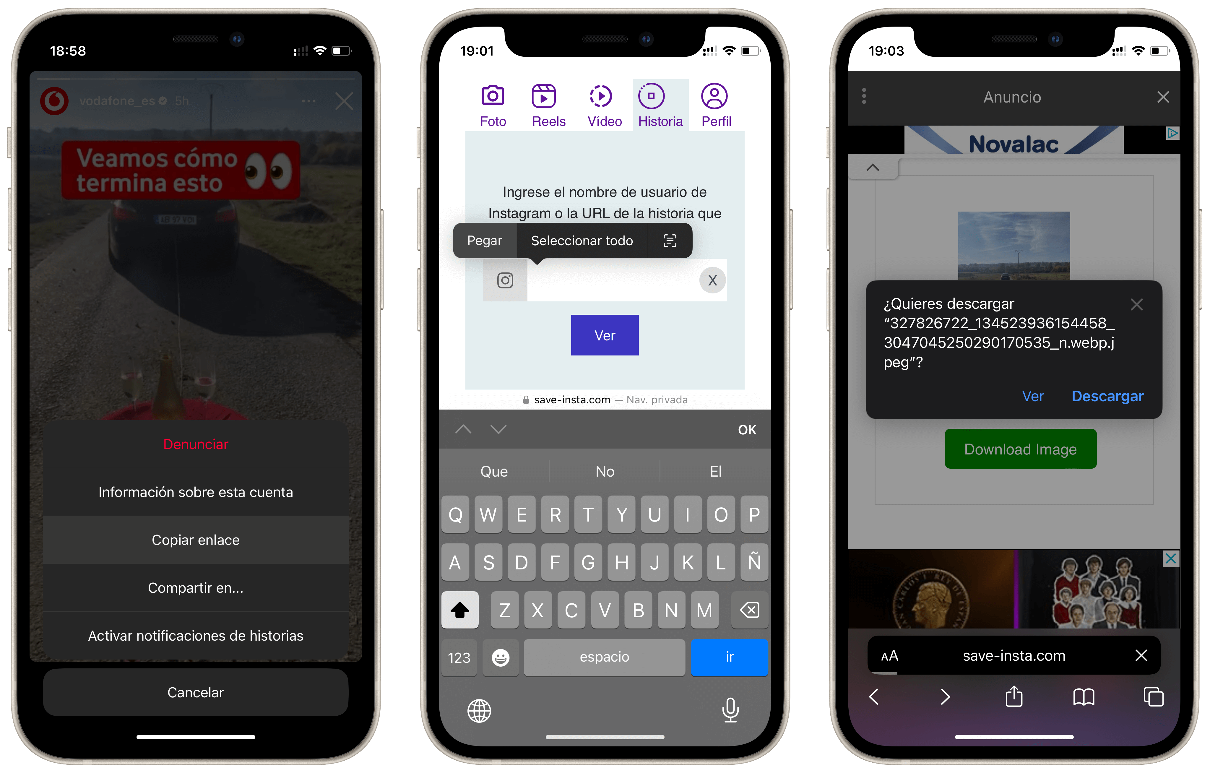 Descargar historia de Instagram en iPhone