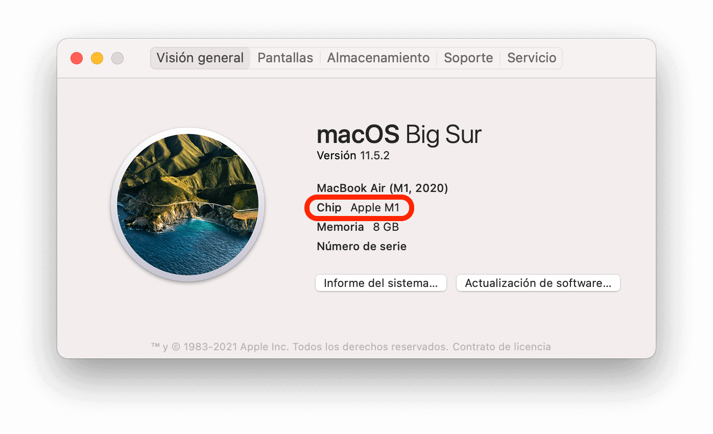 Diferenciar entre Mac con chip Apple y procesador Intel