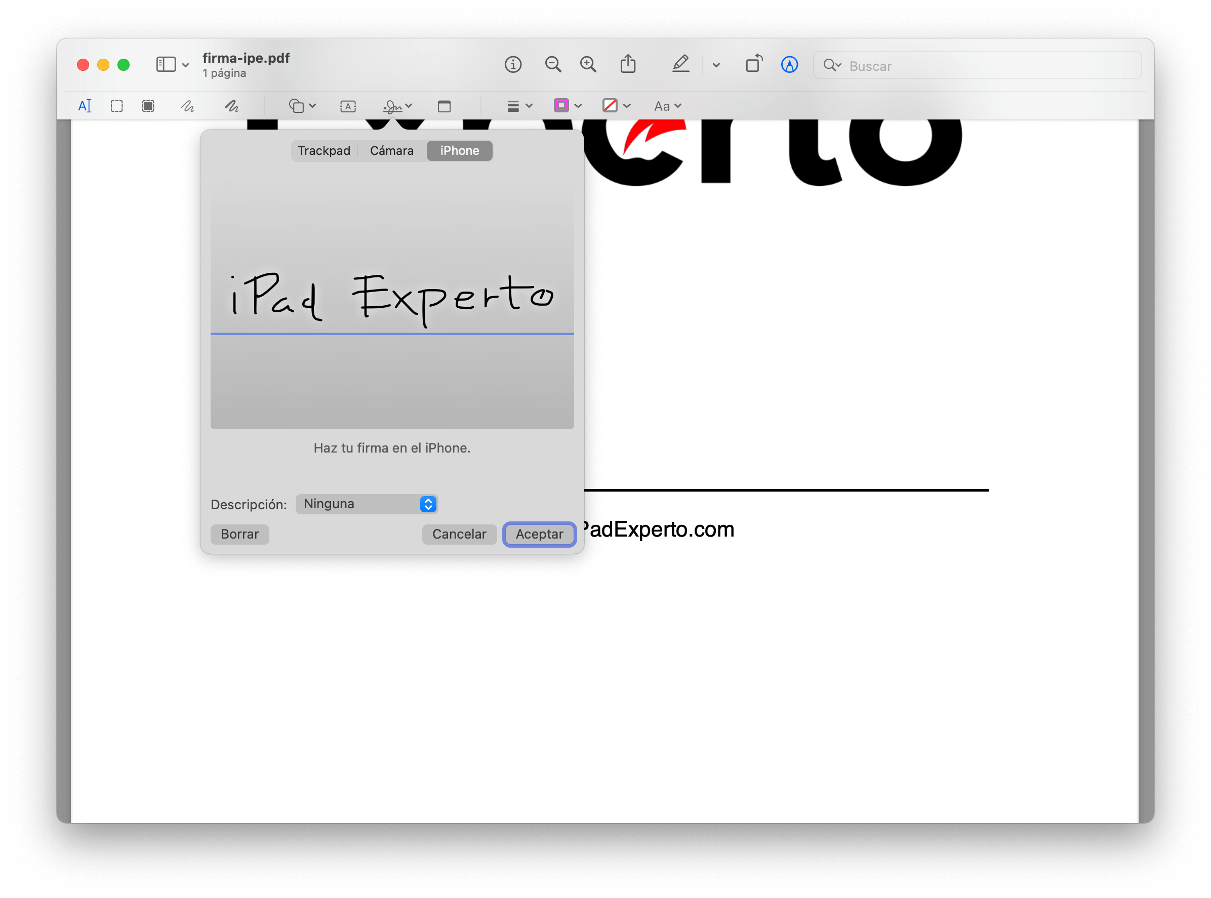 Firmar documento PDF en Mac con Vista Previa