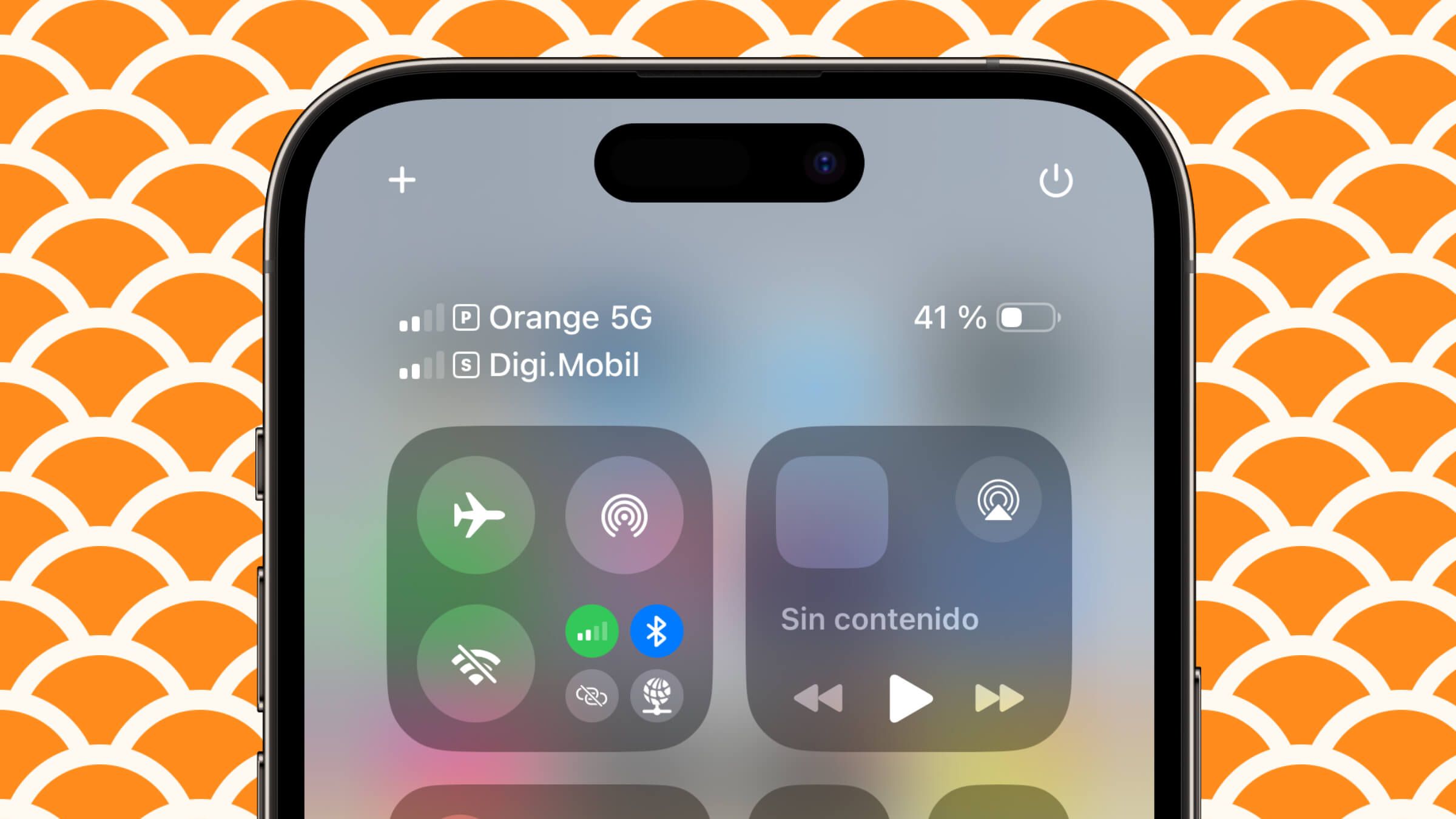 Porcentaje de batería en el centro de control del iPhone