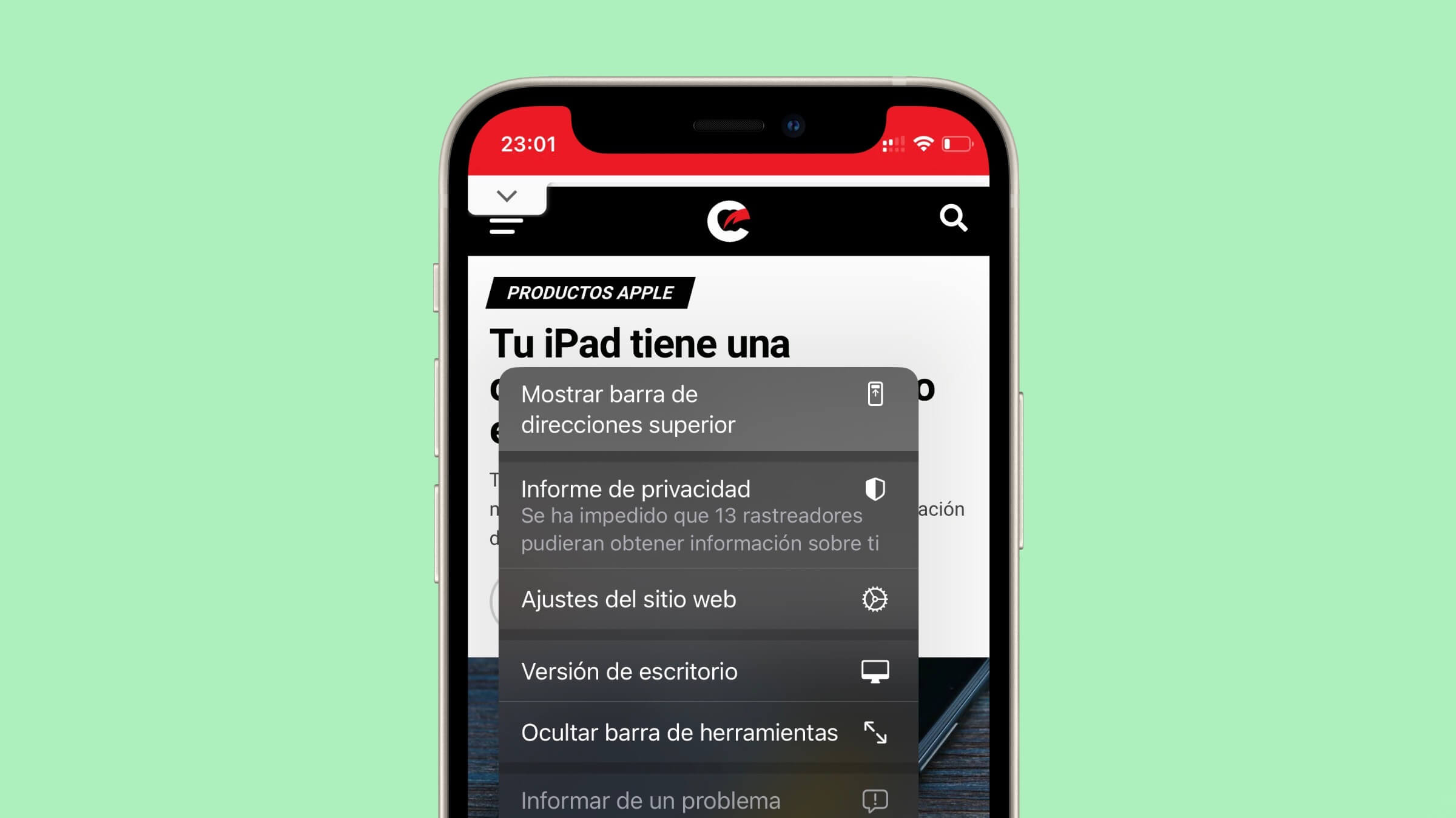 Mover la barra de direcciones de Safari en el iPhone