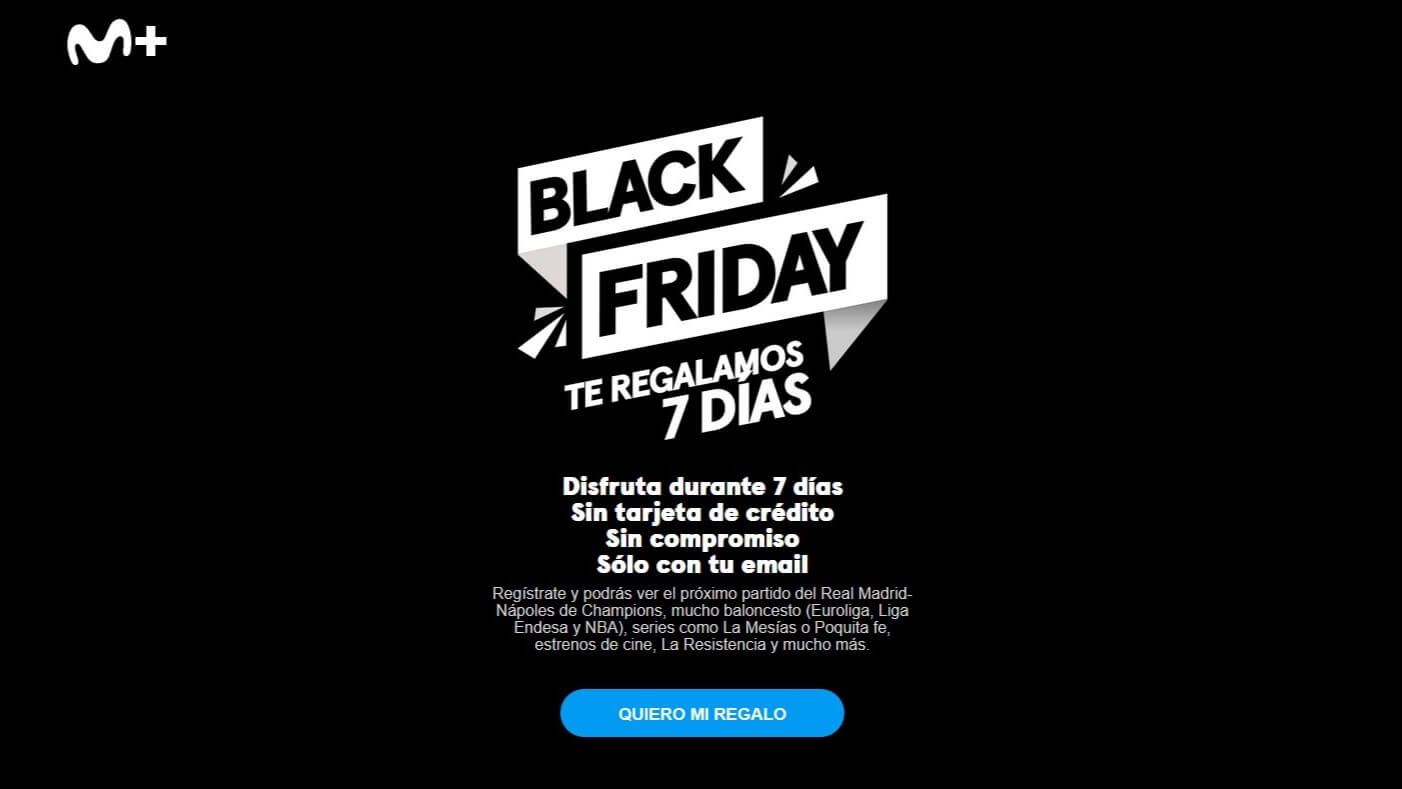 Movistar Plus+ gratis 7 días por el Black Friday